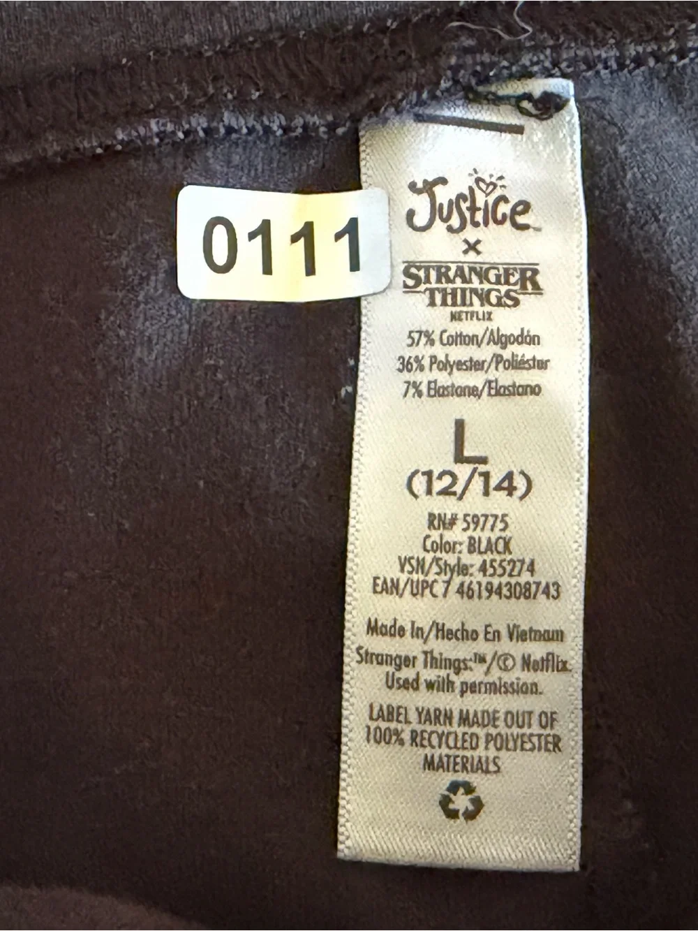 Justice x Stranger Things Rink-O-Mania Leggings Girls L 12/14 Roller Skate